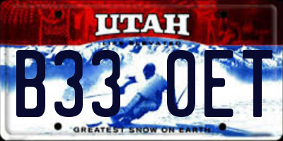 UT license plate B330ET