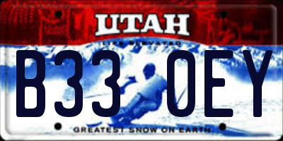 UT license plate B330EY