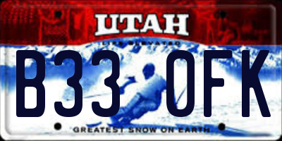 UT license plate B330FK