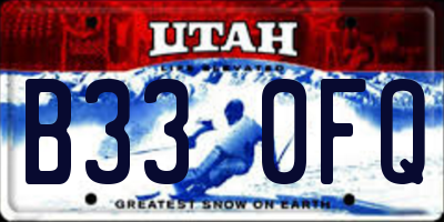 UT license plate B330FQ