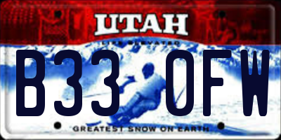 UT license plate B330FW