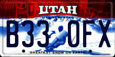 UT license plate B330FX