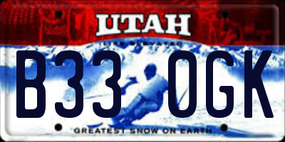 UT license plate B330GK