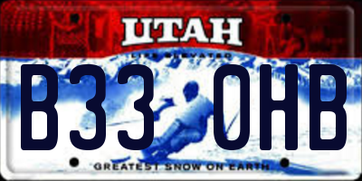 UT license plate B330HB