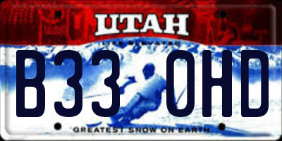 UT license plate B330HD