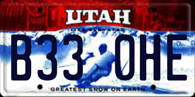 UT license plate B330HE