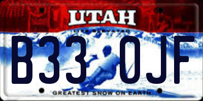 UT license plate B330JF