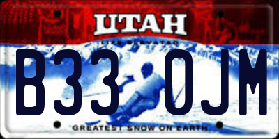 UT license plate B330JM