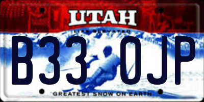 UT license plate B330JP