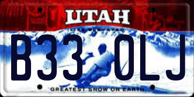 UT license plate B330LJ