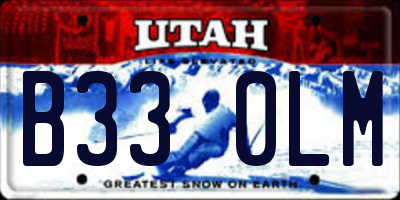 UT license plate B330LM
