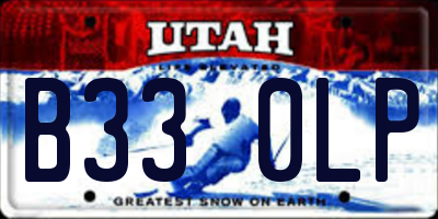 UT license plate B330LP