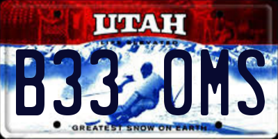 UT license plate B330MS