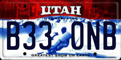 UT license plate B330NB