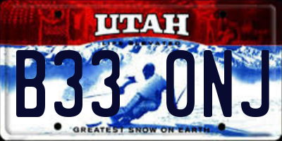 UT license plate B330NJ