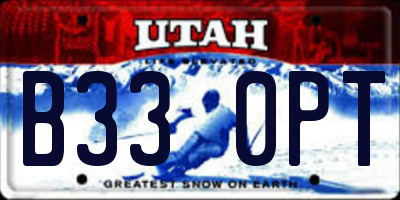 UT license plate B330PT