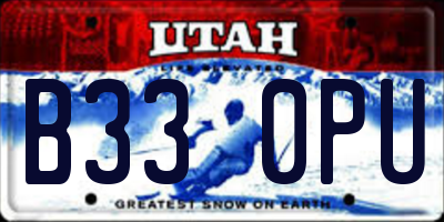 UT license plate B330PU