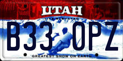 UT license plate B330PZ