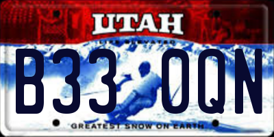 UT license plate B330QN