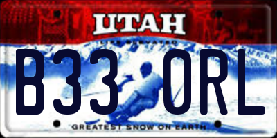 UT license plate B330RL