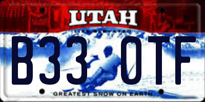 UT license plate B330TF
