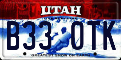 UT license plate B330TK