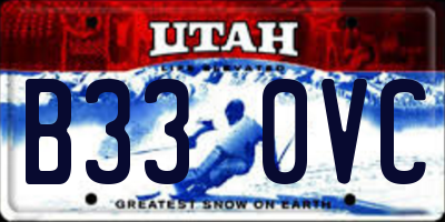 UT license plate B330VC