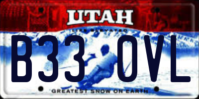 UT license plate B330VL