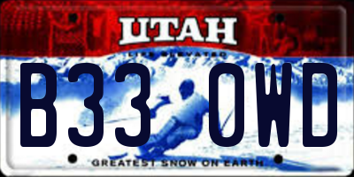 UT license plate B330WD