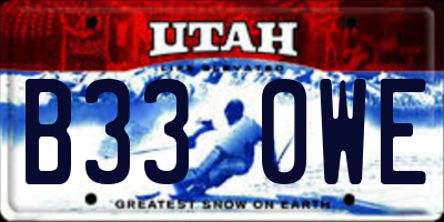 UT license plate B330WE