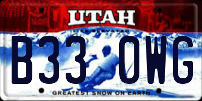 UT license plate B330WG