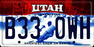 UT license plate B330WH