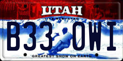 UT license plate B330WI