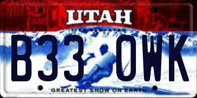 UT license plate B330WK