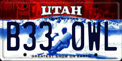 UT license plate B330WL