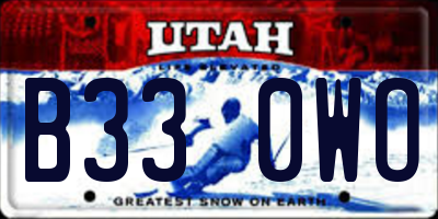 UT license plate B330WO