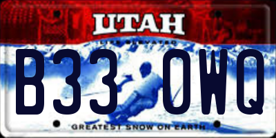 UT license plate B330WQ