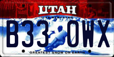 UT license plate B330WX