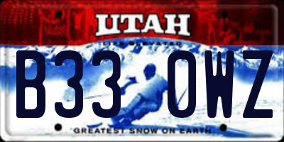 UT license plate B330WZ