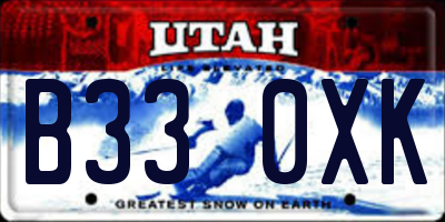 UT license plate B330XK