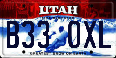 UT license plate B330XL