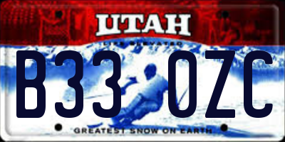 UT license plate B330ZC