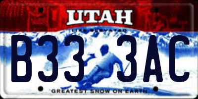 UT license plate B333AC