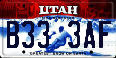UT license plate B333AF