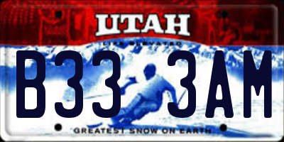UT license plate B333AM