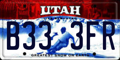 UT license plate B333FR