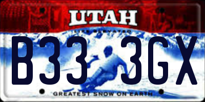 UT license plate B333GX