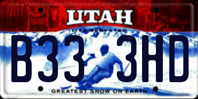 UT license plate B333HD