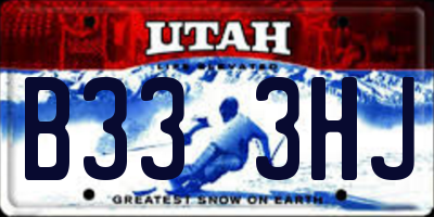 UT license plate B333HJ