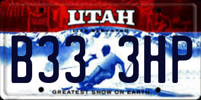 UT license plate B333HP